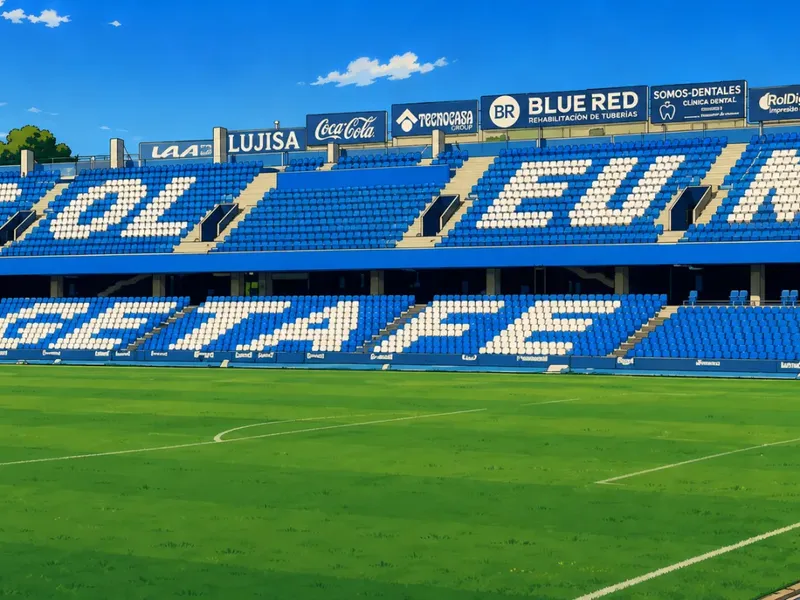 Ilustración estilo anime futbolístico para El Getafe abre el Coliseum a sus abonados y enseña el estado de las obras antes del debut europeo