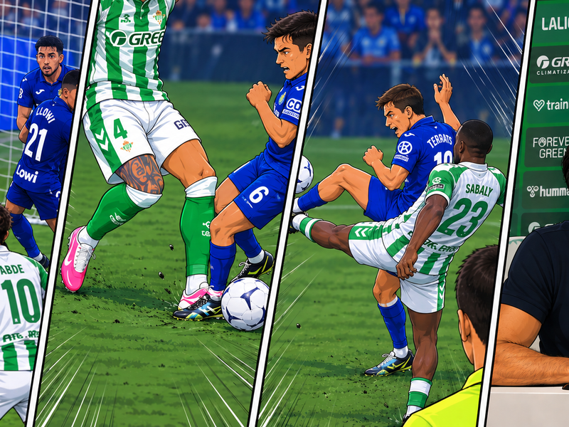 Ilustración estilo anime futbolístico para El Getafe cae en La Cartuja (1-0) en otra tarde en la que ningún detalle apretado cayó de su lado