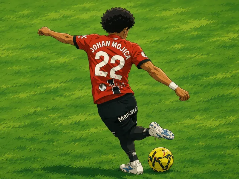 Ilustración estilo anime futbolístico para El Getafe cierra el fichaje de Johan Mojica tras un acuerdo con el Mallorca