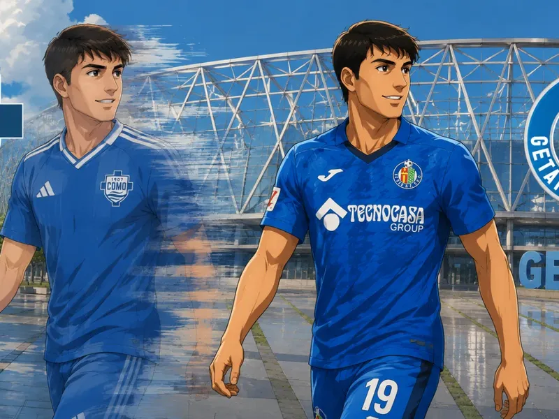 Ilustración estilo anime futbolístico para El Getafe cierra el mercado con Iván Azón, cedido por el Como 1907 hasta final de temporada