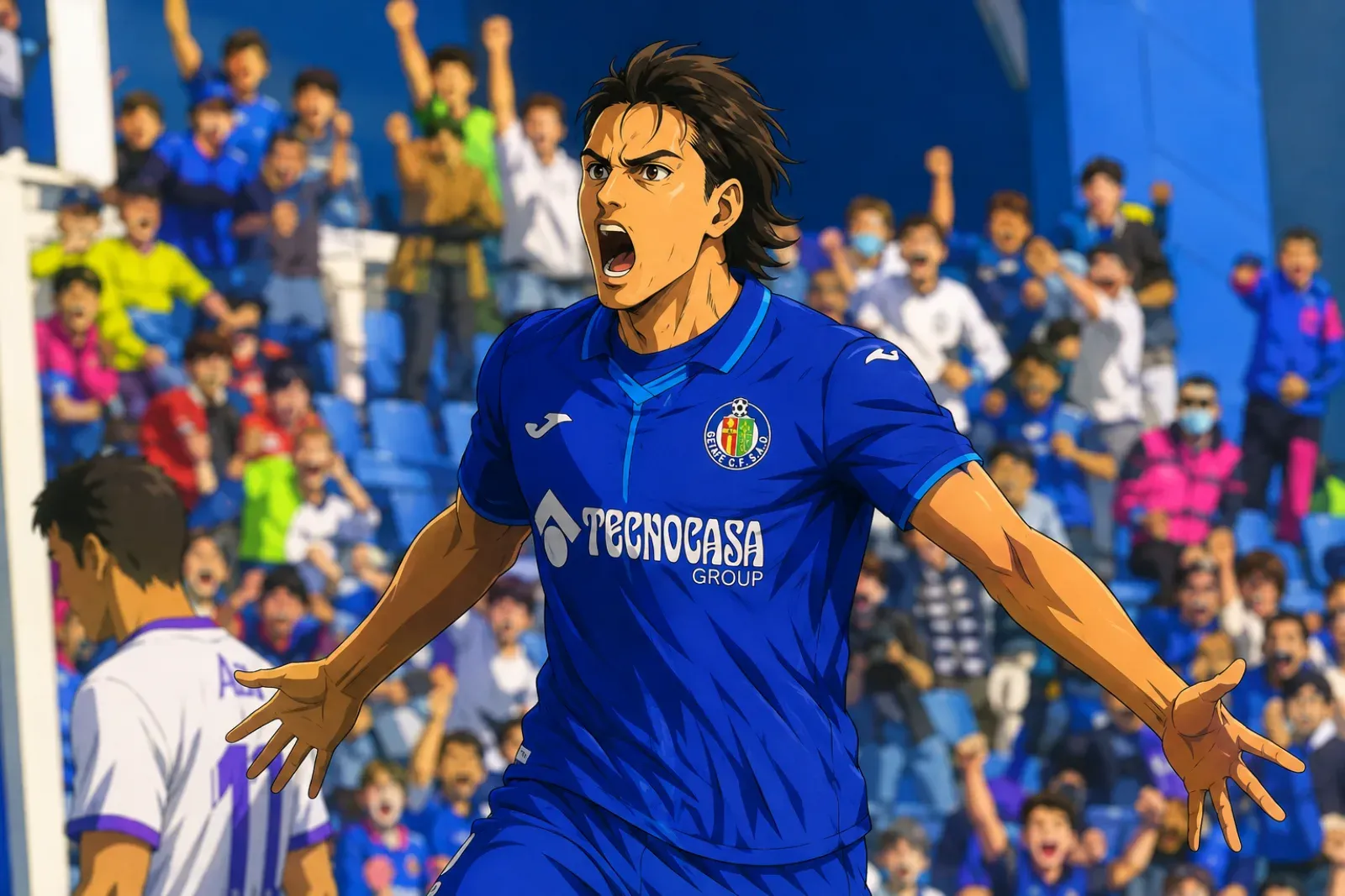 Ilustración estilo anime futbolístico para El Getafe oficializa el regreso de Enes Ünal, que firma hasta 2029