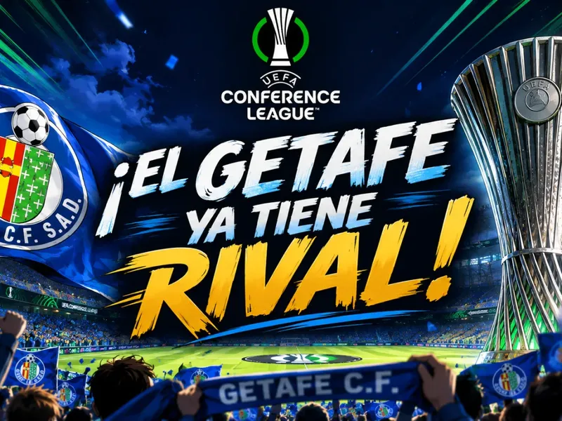Ilustración estilo anime futbolístico para El Getafe recibirá en el Coliseum al ganador del Partizán–Tobol