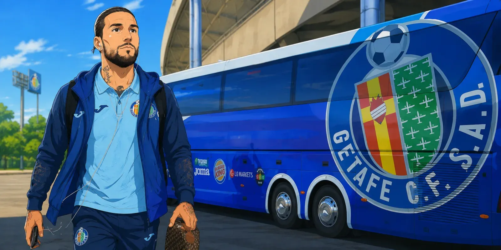 Ilustración estilo anime futbolístico para Gudelj, inscrito en LaLiga y convocado para El Sadar: Abqar y Mario Martín se quedan fuera