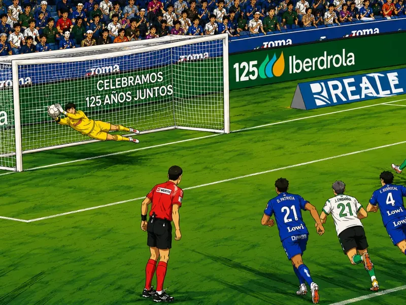 Ilustración estilo anime futbolístico para Soria para un penalti y Ünal decide: el Getafe estrena su casillero ante el Racing